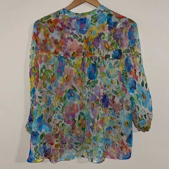 JADE Bunni from Johnny Was Floral silk blouse large - Picture 5 of 9